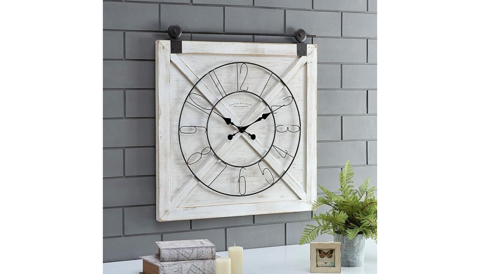 FirsTime & Co. White Farmstead Barn Door Living Room Wall Clock Review