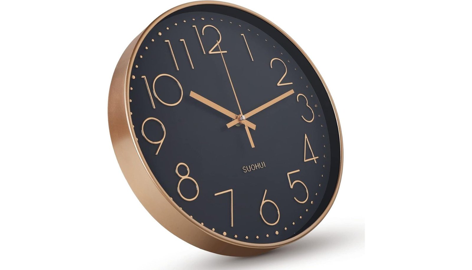 SUOHUI Silent 12 Inch Golden Frame Black Dial Modern Wall Clock Review