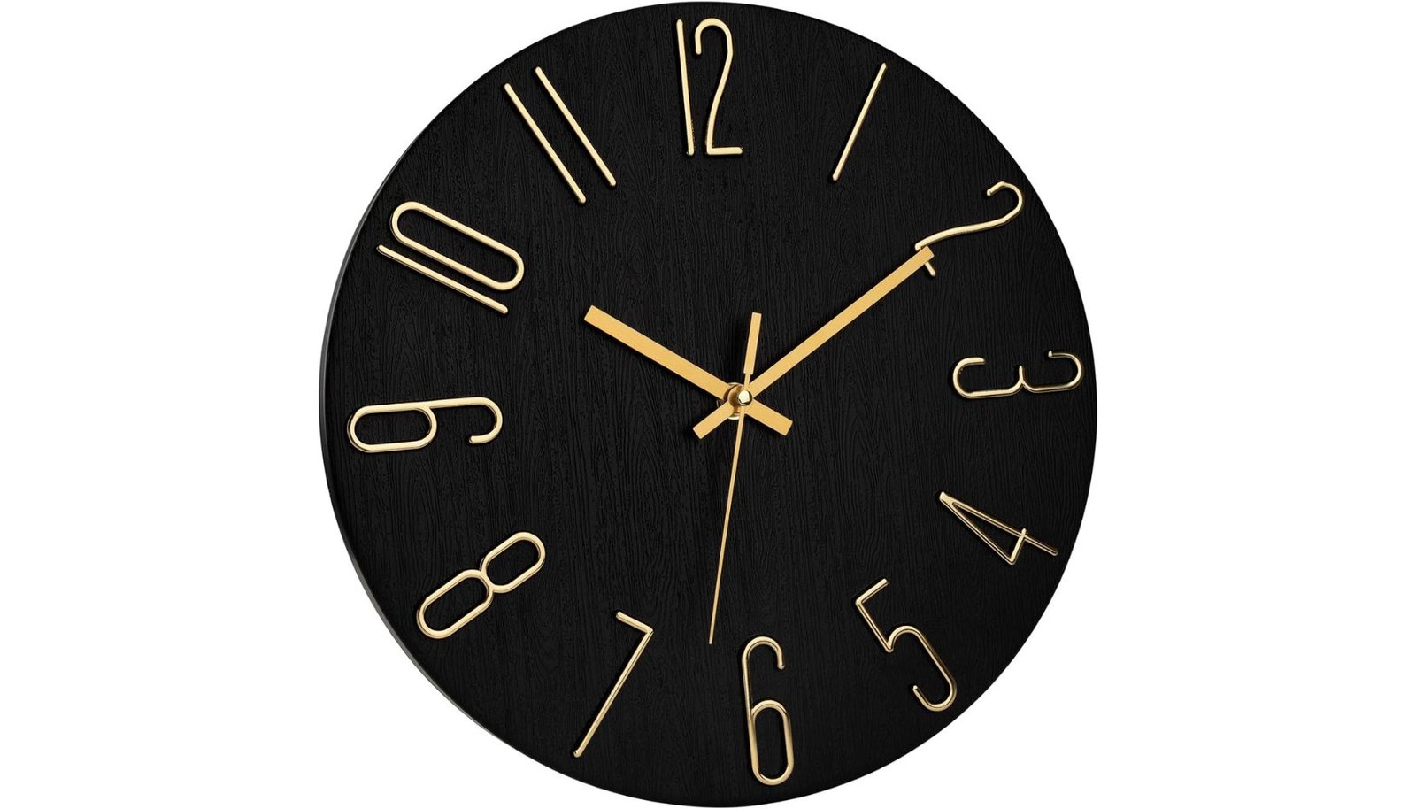 Foxtop 12 Inch Round Modern Simple Style Black Gold Office Room Wall Clock Review!